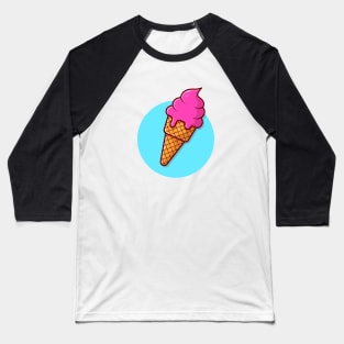 Ice Cream Cone Cartoon Vector Icon Illustration (8) Baseball T-Shirt